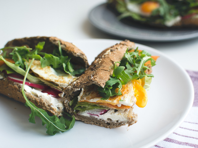 Healthy Baguette With Egg & Vegetables